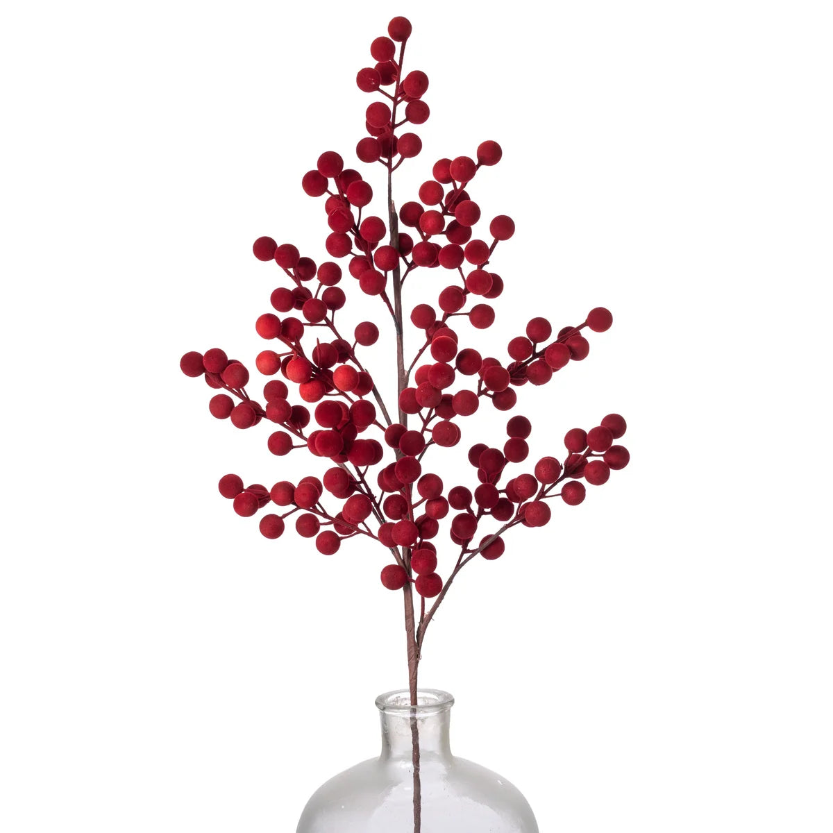 33" Flocked Red Berry Spray