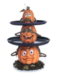 Three Wise Pumpkins Tiered Tray Halloween Figurine