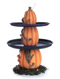 Three Wise Pumpkins Tiered Tray Halloween Figurine