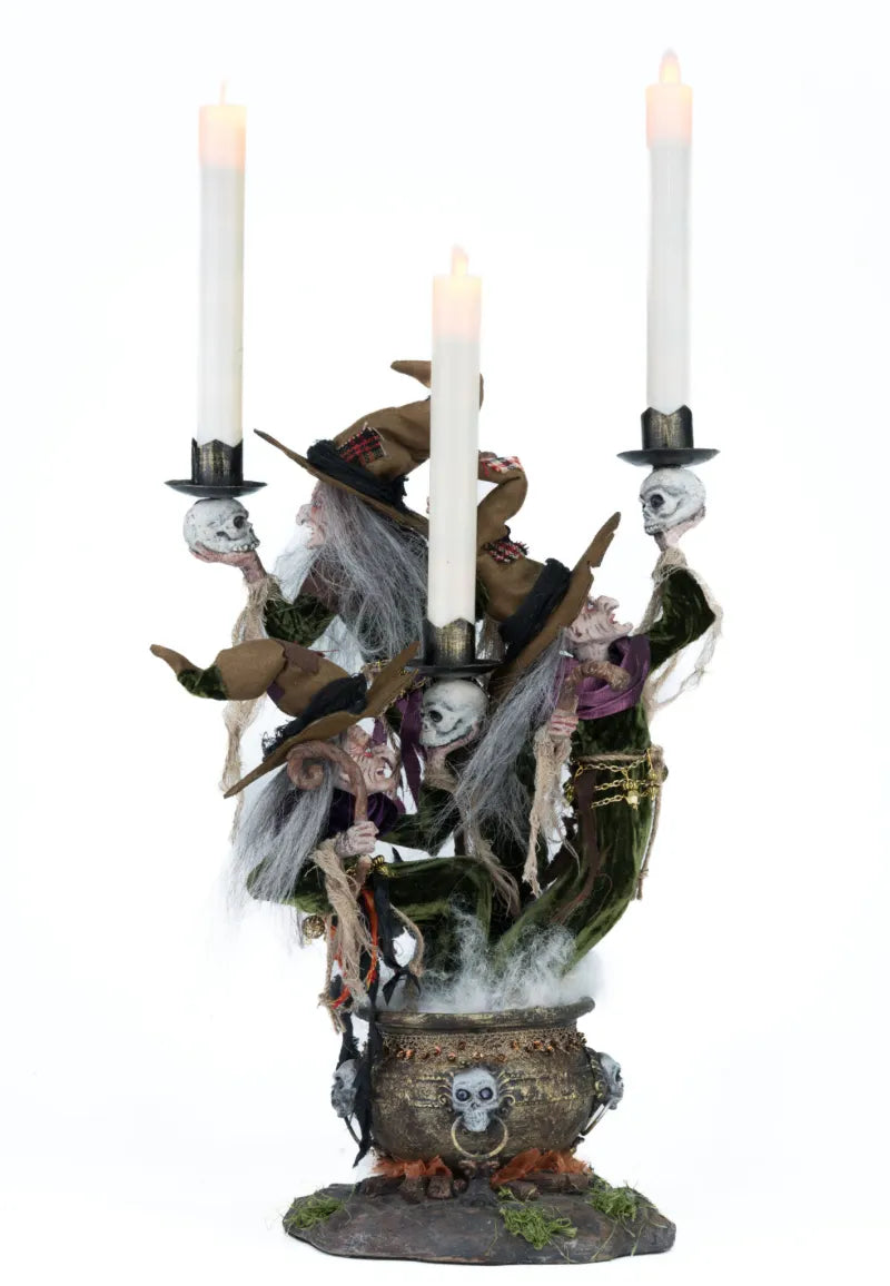 Candleholder Broomstick Acres Witches Halloween Figurine