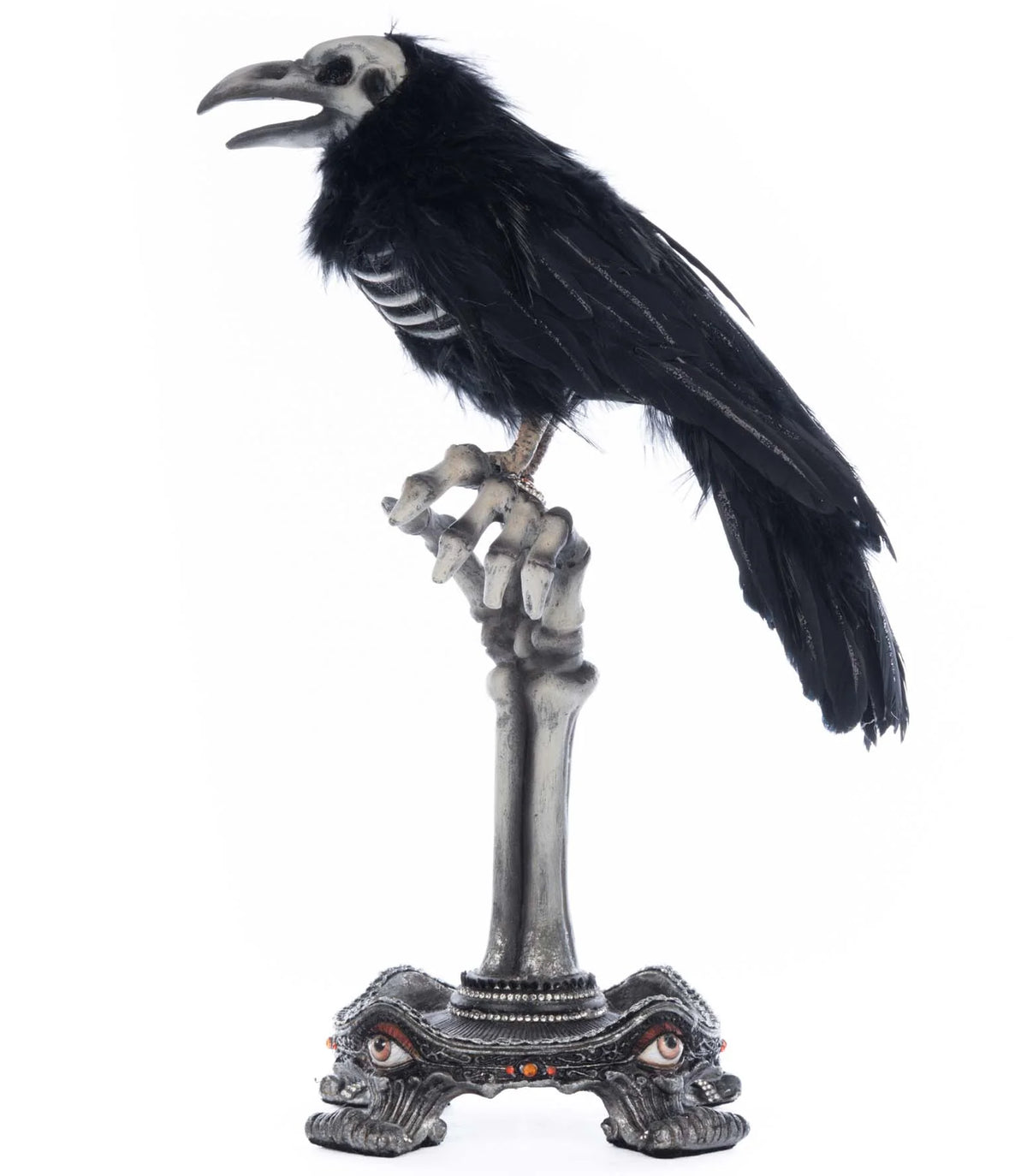 Crow On Skeleton Hand Perch - Katherine's Collection