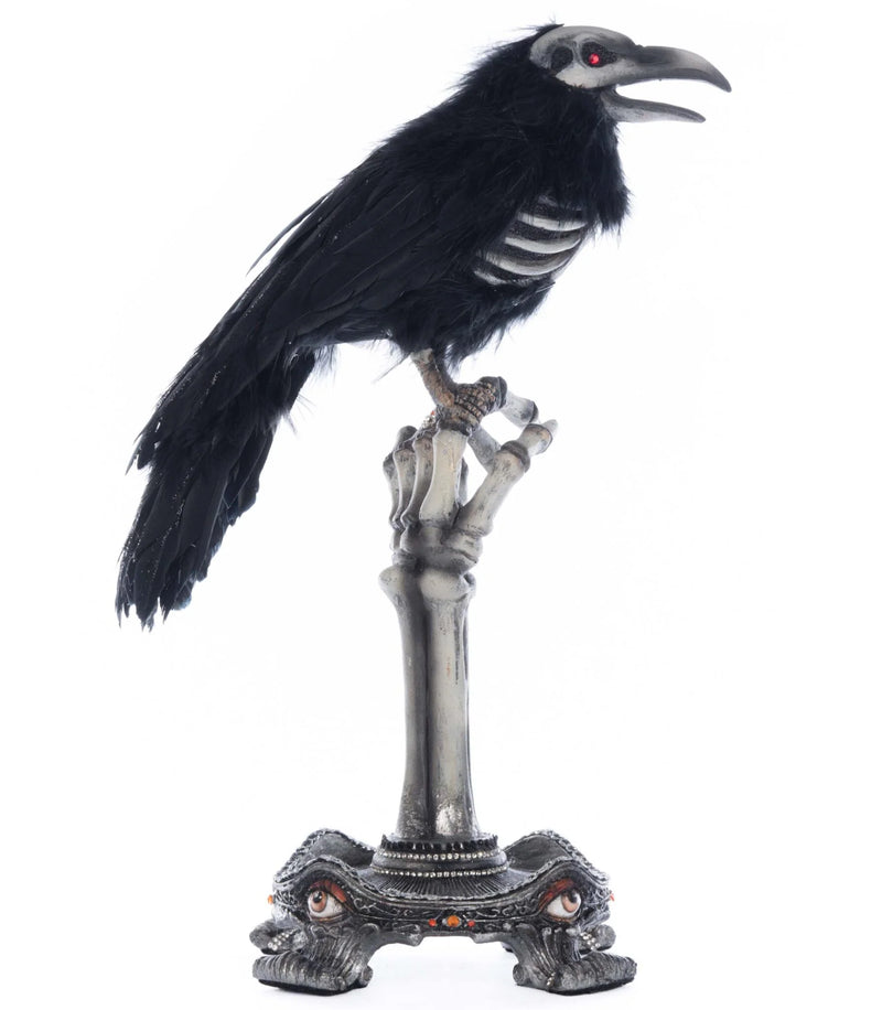 Crow On Skeleton Hand Perch - Katherine's Collection
