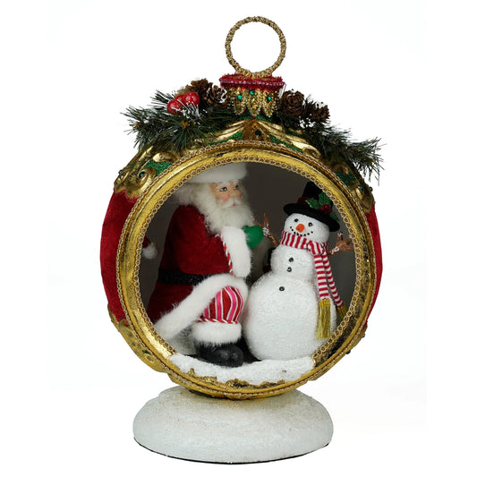 Santa with Snowman in Ornament Tabletop- Katherine's Collection