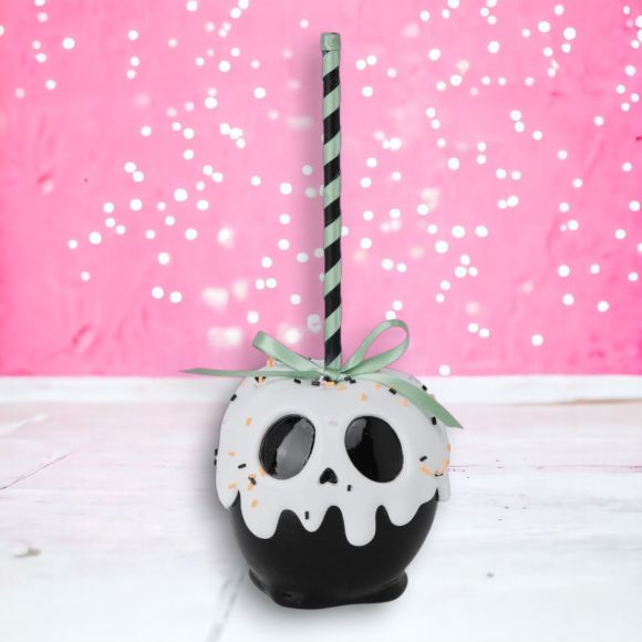 9" Halloween Black & White Candy Apple