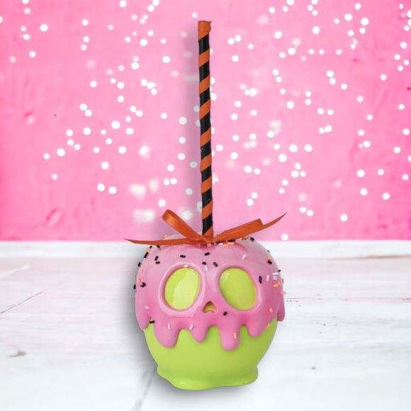 9" Halloween Green Pink Candy Apple