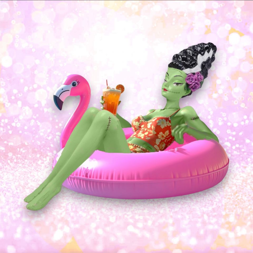12" Bride Of Frankenstein In Flamingo Float