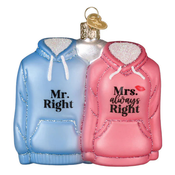 Mr & Mrs Hoodies - Old World Christmas Ornament