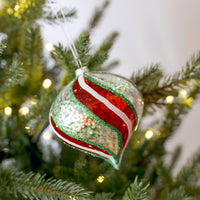 5" Swirl Peppermint Glass Ornament, Assorted