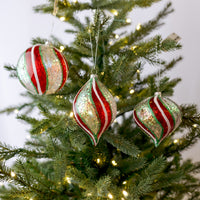 5" Swirl Peppermint Glass Ornament, Assorted