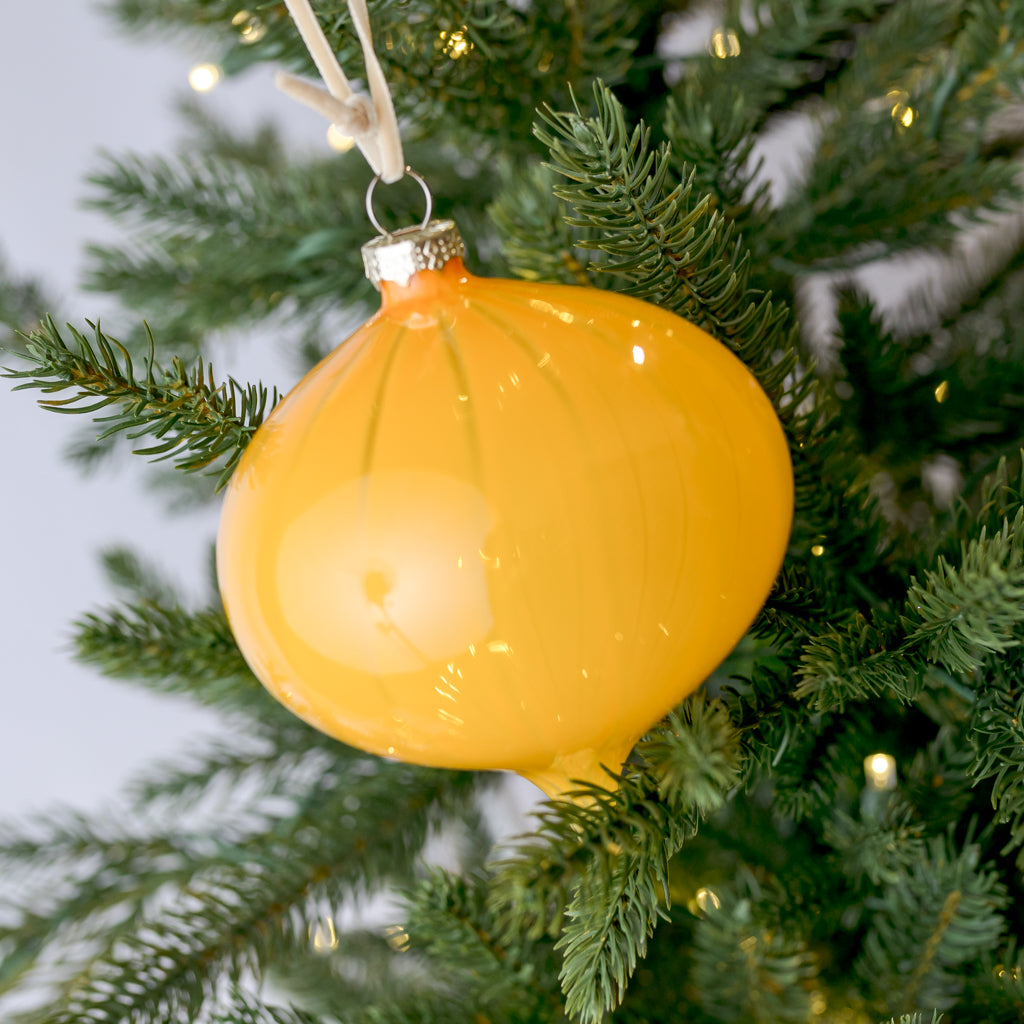 4" Mustard Onion Glass Ornament