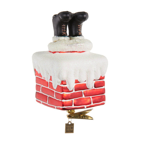 Clip-On Santa In Chimney Ornament (CLR)
