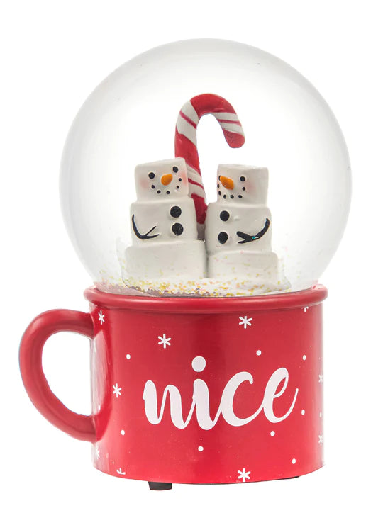 Marshmallow Snowman Waterglobe with Nice Mug