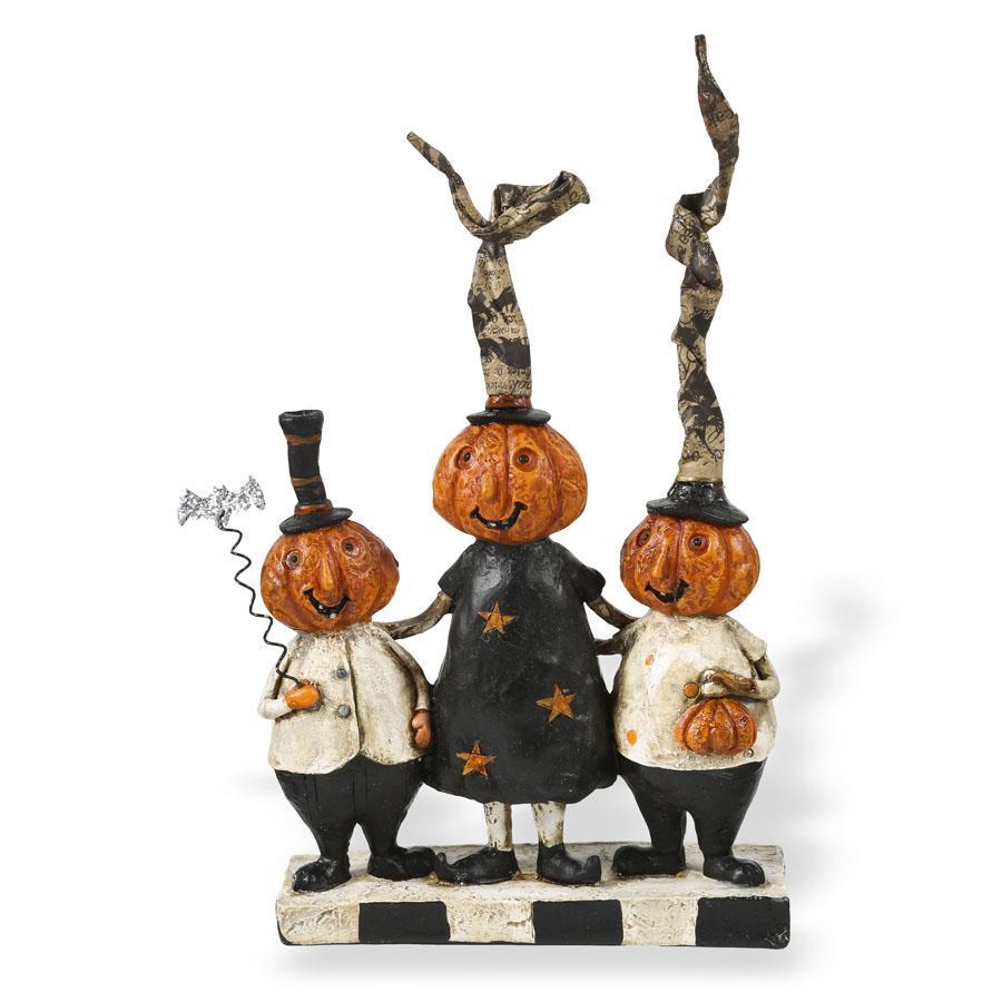 Pumpkin Family x3 with Bat Resin 8"