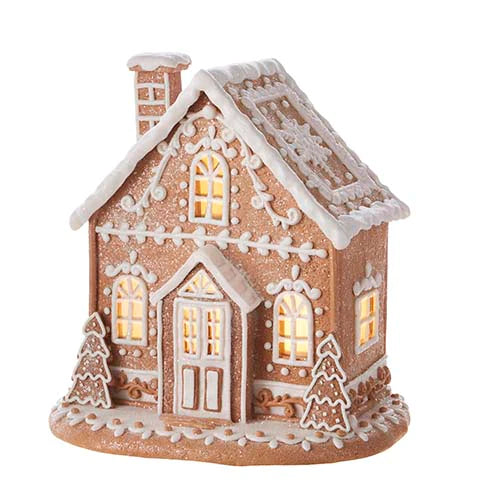 Gingerbread House White Icing W/Light 12"