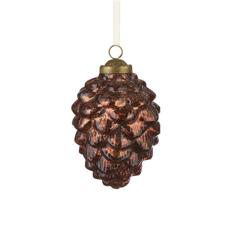 5" Pinecone Glass Ornament (CLR)