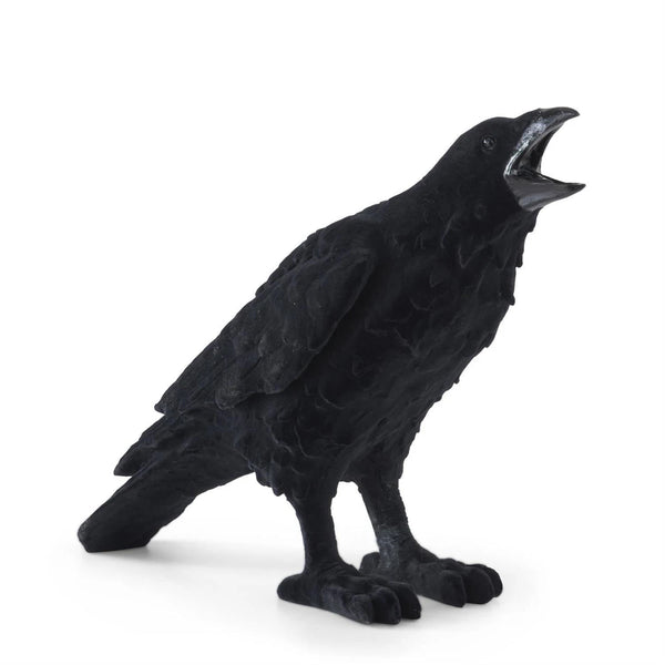 16.5 Crow On Perch with Stand Velvet Black Assorted