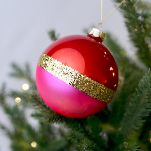 4" Dual Color Glass Ornament, Assorted