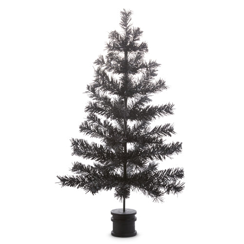 36" Black Bottlebrush Halloween Tree