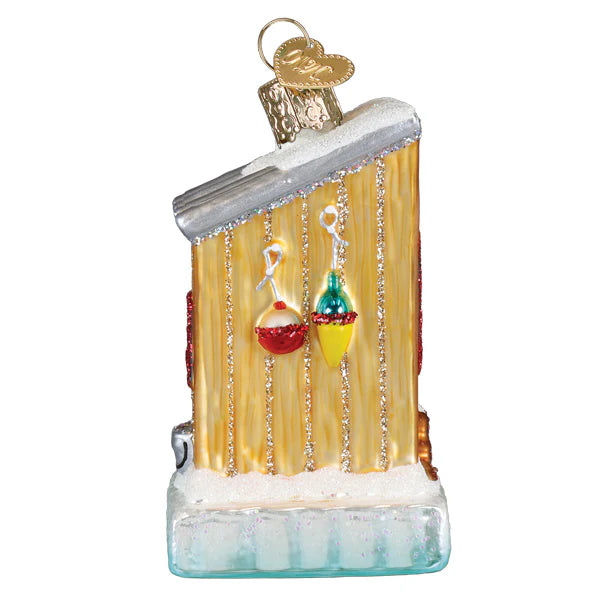 Old World Christmas Blown Glass Ornament Ice Fishing Shanty - Thumbnail 3