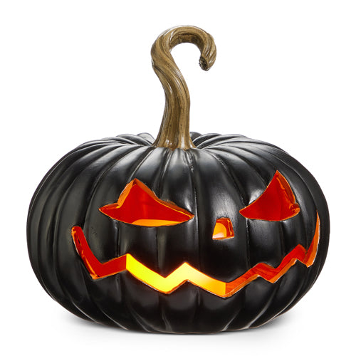 Lighted Jack O Lantern Black 8"