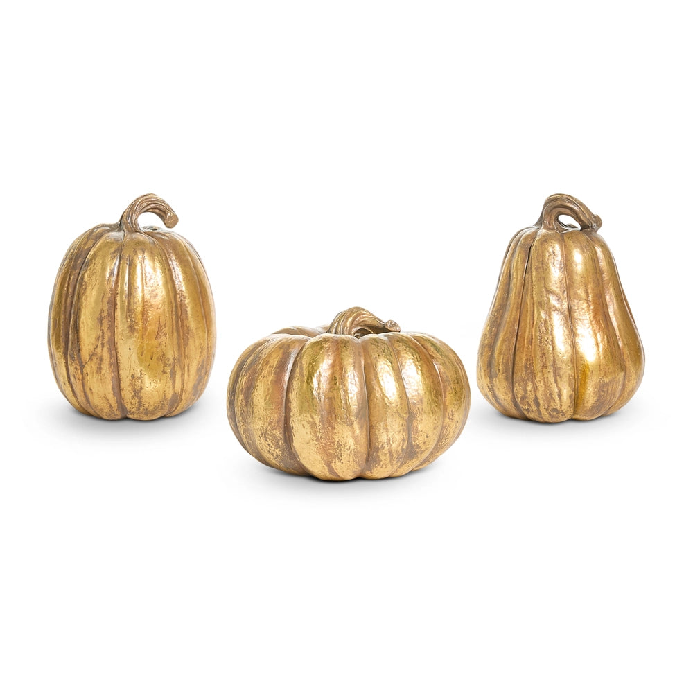 9" Resin Gold Pumpkin -Assorted