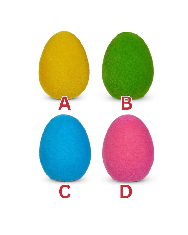 7" Bright Flocked Egg, Assorted