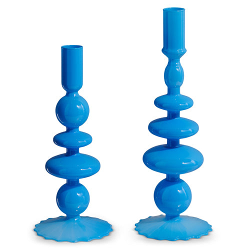 Dark Blue Modern Art Candleholders Set of 2