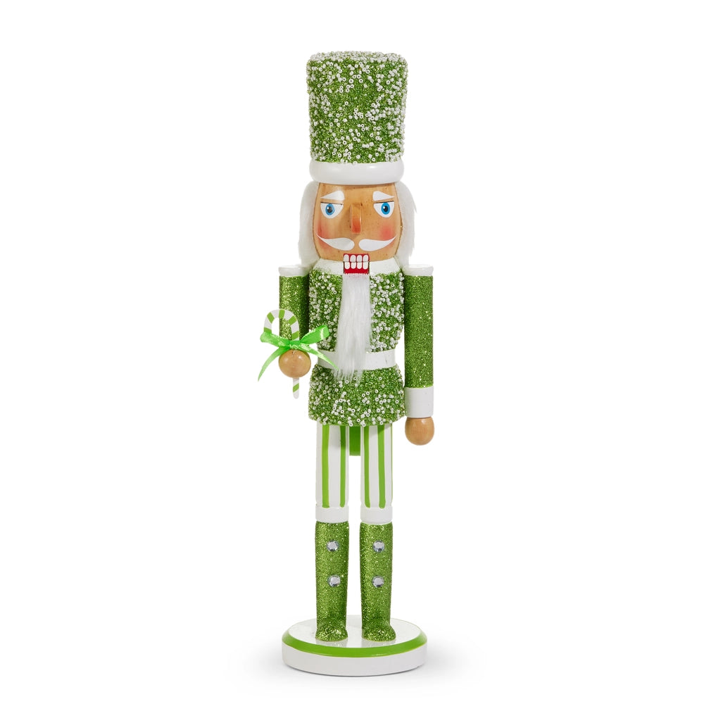 15.75" Green Glittered Nutcracker