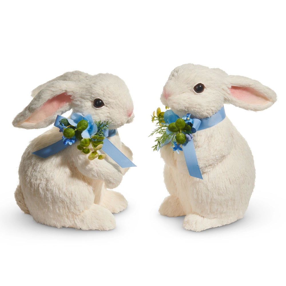 8.5" Sisal Bunny with Blue Bow, Assorted