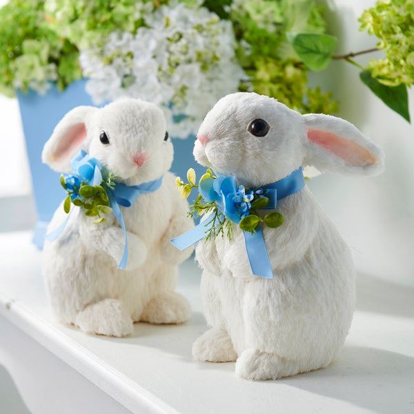 8.5" Sisal Bunny with Blue Bow, Assorted