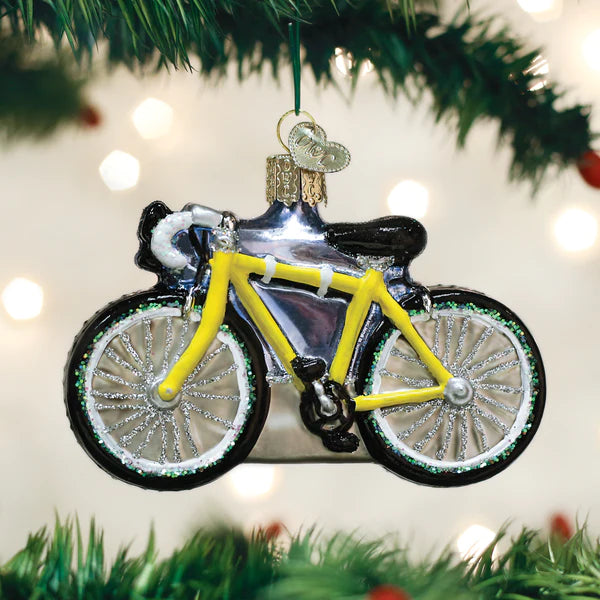 Road Bike Glass Ornament