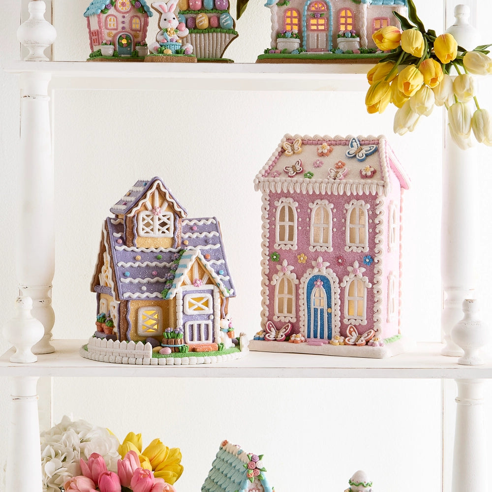 11" Lighted Easter Glow Gingerbread Cottage