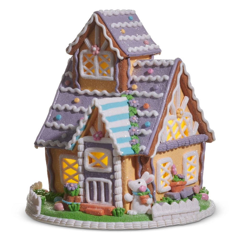 11" Lighted Easter Glow Gingerbread Cottage