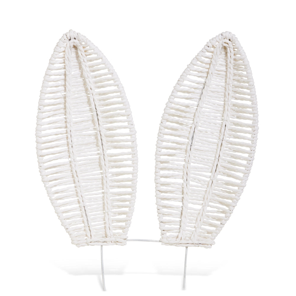 16" White Woven Bunny Ear Stake