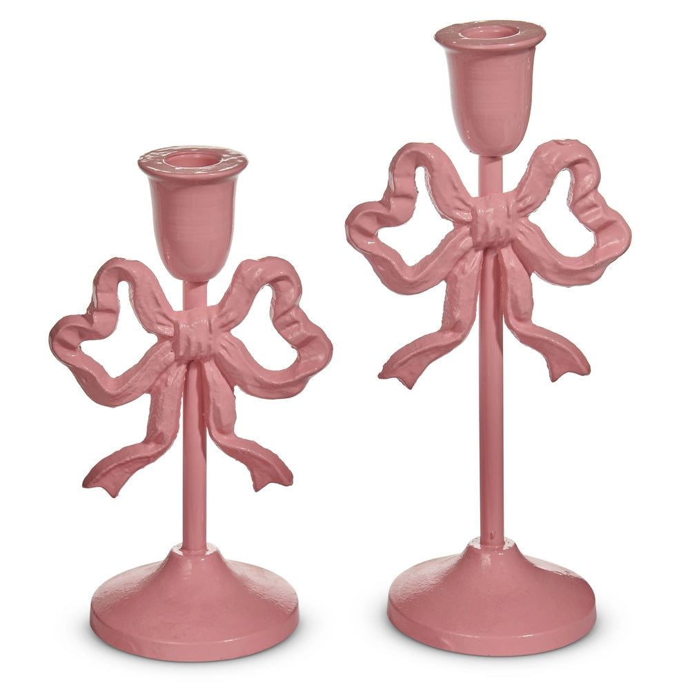 Pink Bow Candlesticks, Large