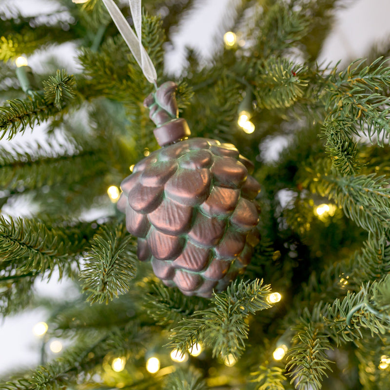 3" Matte Brown Pinecone Glass Ornament