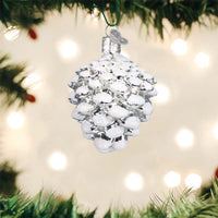 Snow Capped Silver Snowy Cone - Old World Christmas Ornament