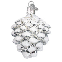 Snow Capped Silver Snowy Cone - Old World Christmas Ornament