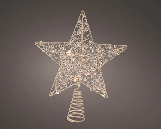 11" Gold/Warm White Treetop Star LED Mesh