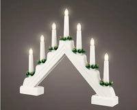 16" White Arch Candle Wood LED