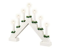 16" White Arch Candle Wood LED