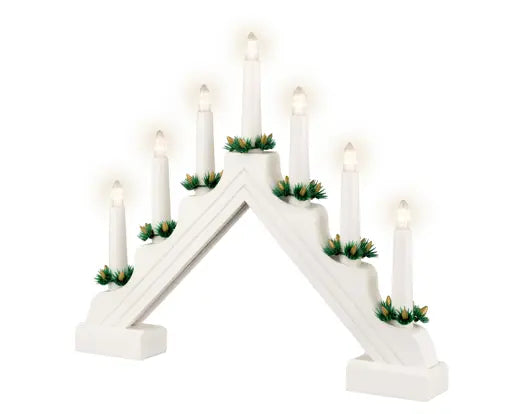 16" White Arch Candle Wood LED