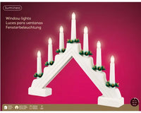 16" White Arch Candle Wood LED