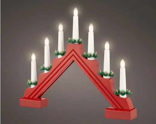 16" Red Arch Candle LED Wood