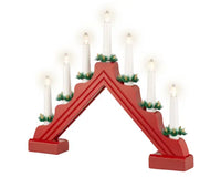 16" Red Arch Candle LED Wood