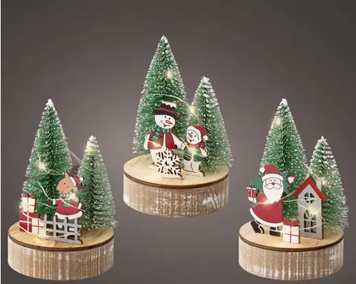 5" Scene Christmas Trees LED Wood