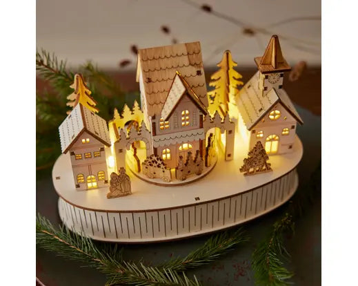 9" Natural Village Scene