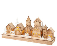 12" Natural Wooden Village Scene