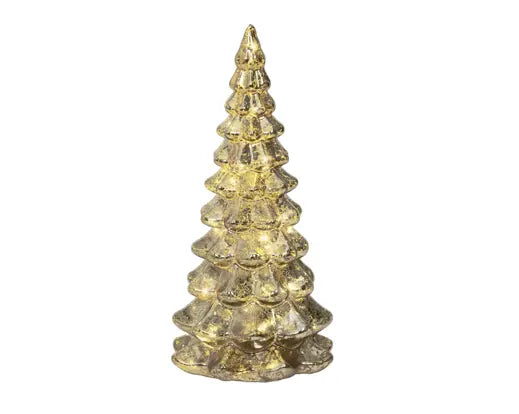 9" Gold/Warm White LED Tree Glass