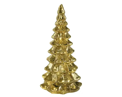 9" Gold/Warm White LED Tree Glass